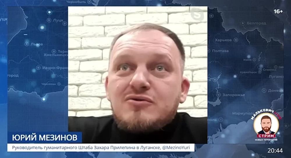 Руководитель гуманитарного Штаба Захара Прилепина в Луганске Юрий Мезинов и доброволец, представитель Фонда Захара Прилепина Ульяна Стриж в стриме Малькевич LIVE о том, как поздравляли детей в роли Деда Мороза и Снегурочки: