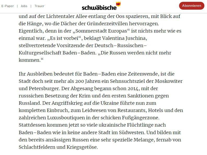 Schwbische Zeitung: �������� ������ �����-����� ���������� � ���������� ���������� ��-�� ������ �������� �� ������