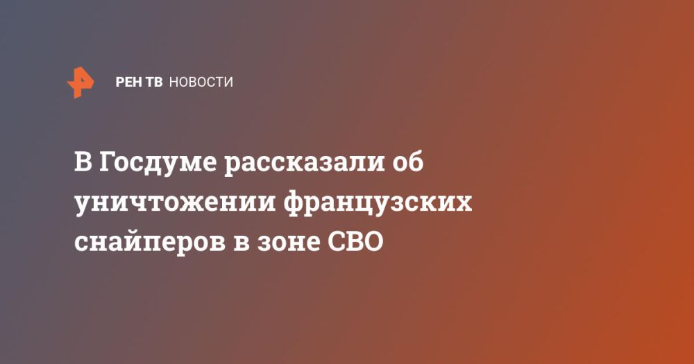 В Госдуме рассказали об уничтожении французских снайперов в зоне СВО