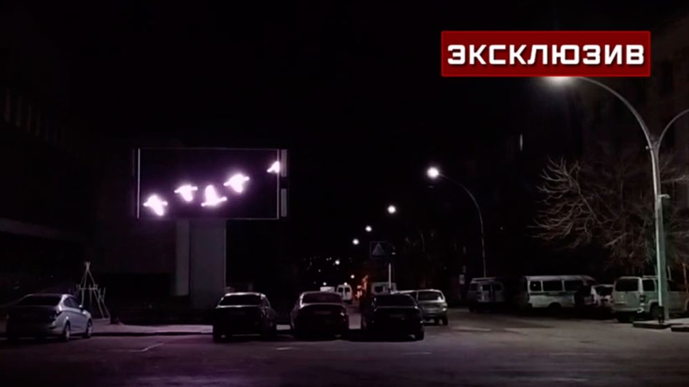 Белые журавли появились на рекламных щитах Луганска в память о жертвах теракта