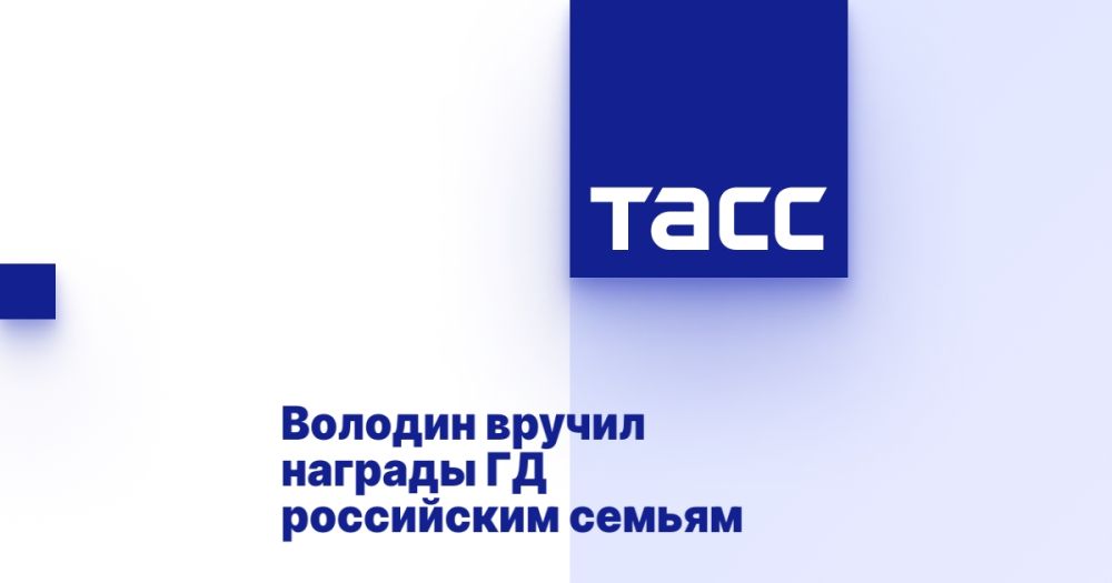 Володин вручил награды ГД российским семьям