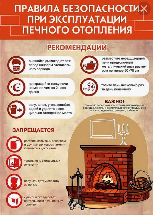 Памятка о мерах пожарной безопасности при эксплуатации печного отопления