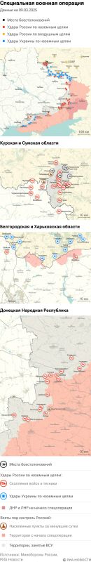 Карта спецоперации Вооруженных сил России на Украине на 09.03.2025