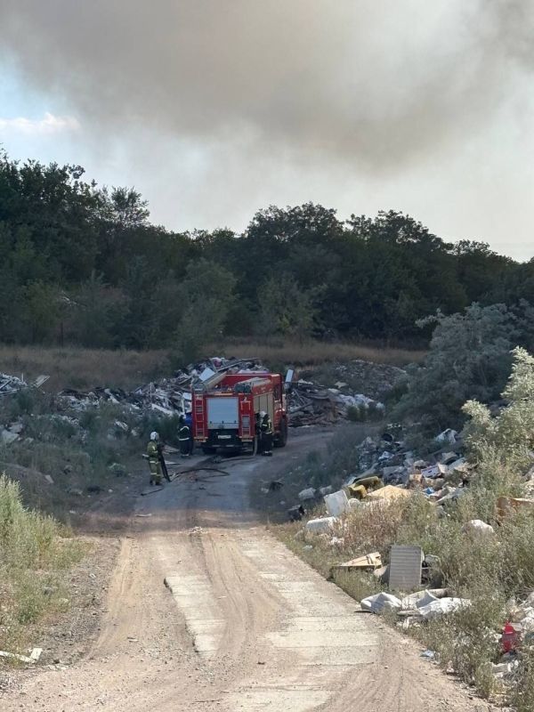Спасатели и коммунальщики приступили к ликвидации пожара на полигоне твердых бытовых отходов неподалеку от Александровска