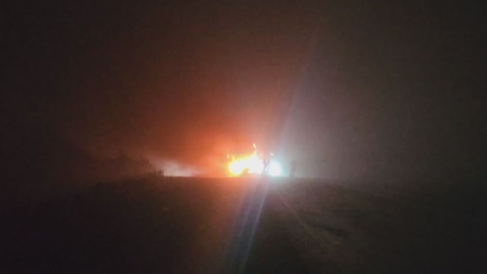 Пассажирский автобус загорелся между Краснодоном и Свердловском