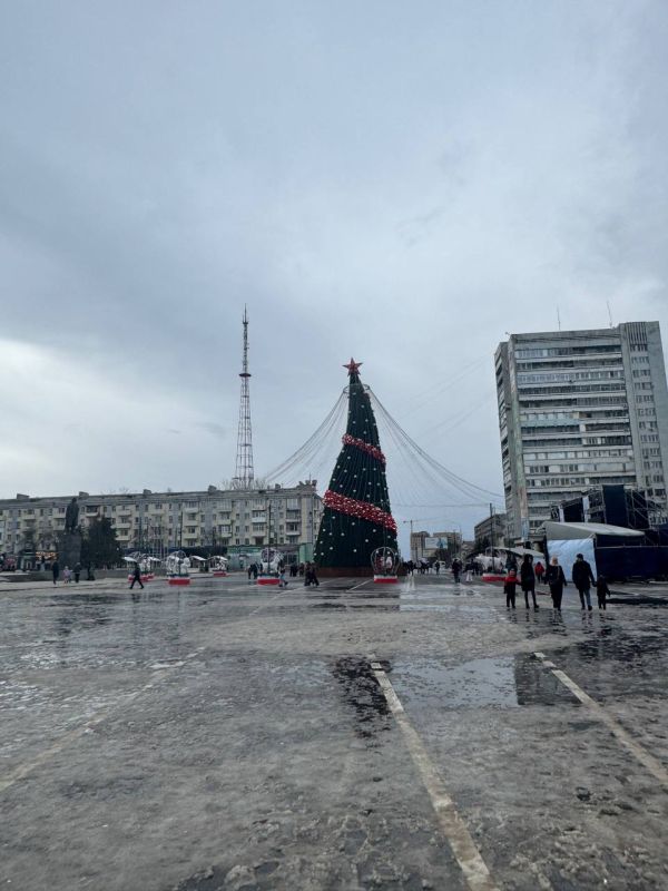 Главная новогодняя ёлка Луганска пострадала от шквалистого ветра