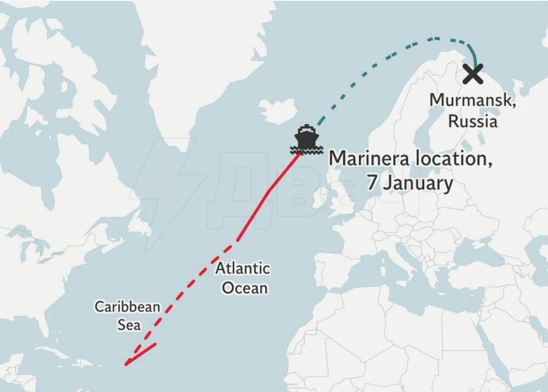 Европейское командование ВС США заявило о задержании российского нефтяного танкера «Маринер» (Bella 1) в Атлантическом океане