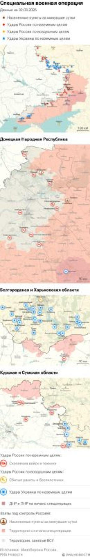 Карта спецоперации Вооруженных сил России на Украине на 02.03.2026