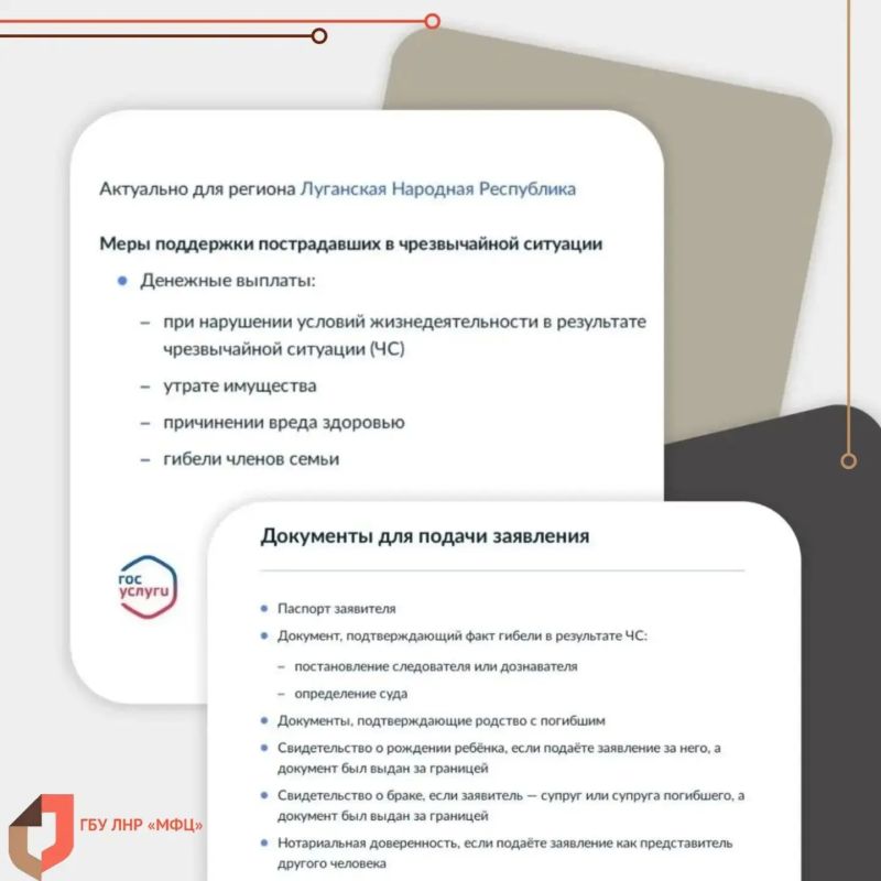 Выплаты семьям погибших при ЧС: как получить единовременное пособие в ЛНР