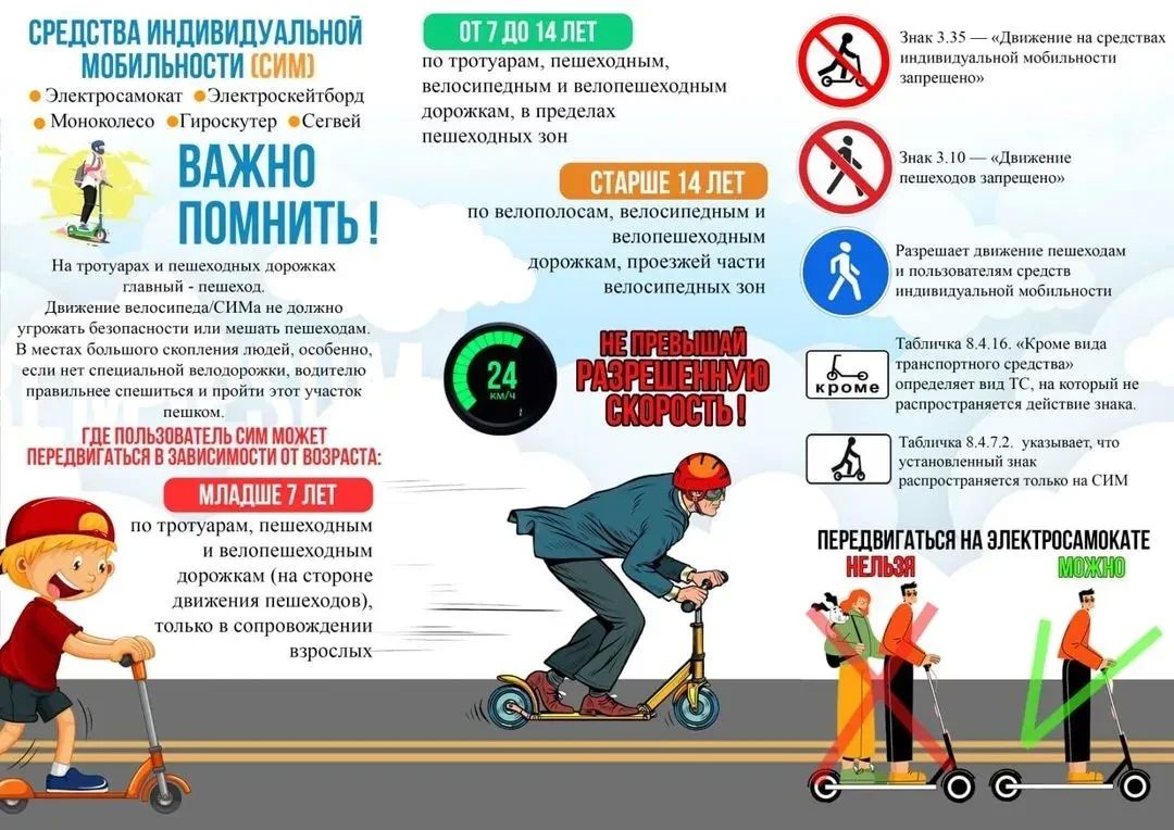 Управление электросамокатами, гироскутерами и моноколесами для детей и подростков строго регламентировано