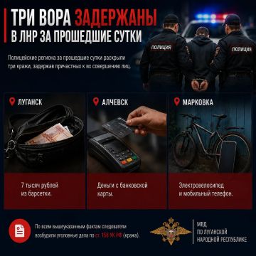 Три вора задержаны в ЛНР за прошедшие сутки