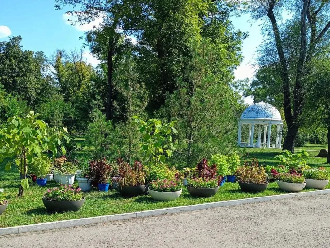 В день 90-летия парк Горького зацвёл по-новому: вдоль аллей установили вазоны с цветами