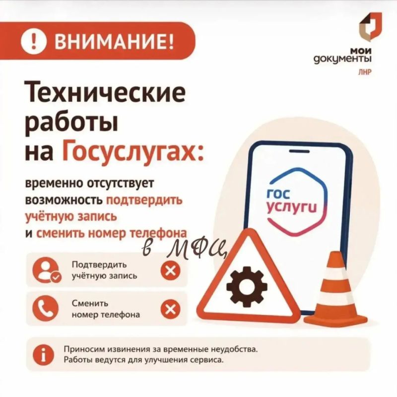 Подтверждение учётной записи Госуслуг в МФЦ временно НЕДОСТУПНО