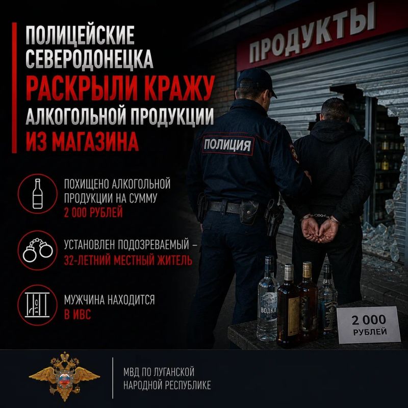 1111Полицейские Северодонецка раскрыли кражу алкогольной продукции из магазина