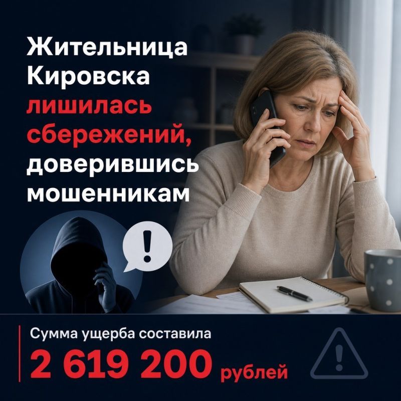 11Жительница Кировска лишилась более 2,5 млн рублей, доверившись мошенникам