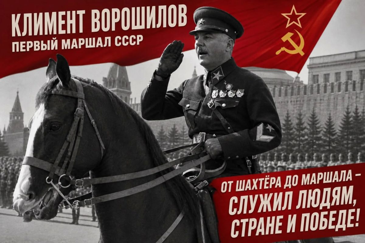 Первый маршал СССР. . Климент Ворошилов родился 4 февраля 1881 года в селе Верхнее Бахмутского уезда Екатеринославской губернии — ныне Луганская область
