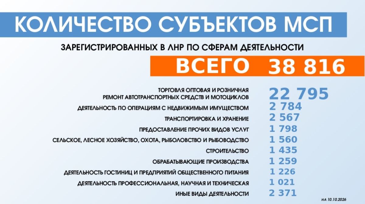 МСП и самозанятые ЛНР: итоги за сентябрь 2026 года