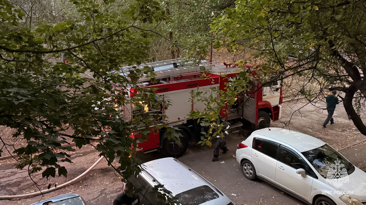 Спасатели МЧС России эвакуировали двух человек при пожаре в Луганске