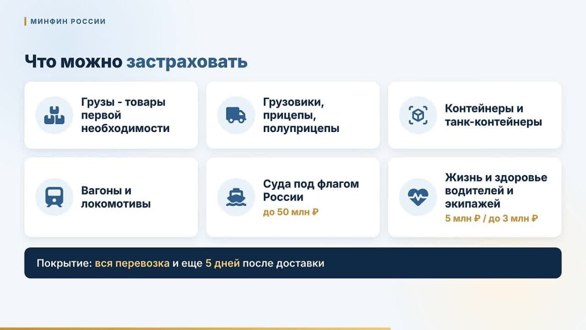 Страхование военных рисков при грузоперевозках с государственной поддержкой